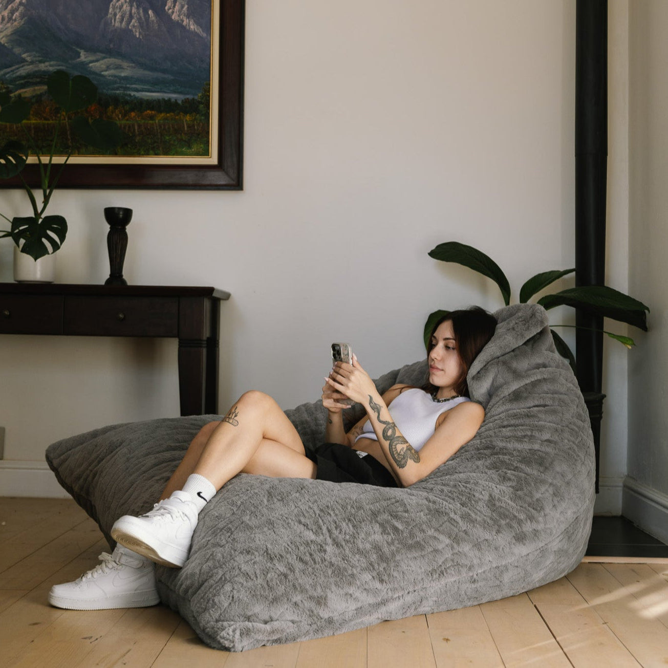 S Flip Sak Light Grey Fur Extra Cover