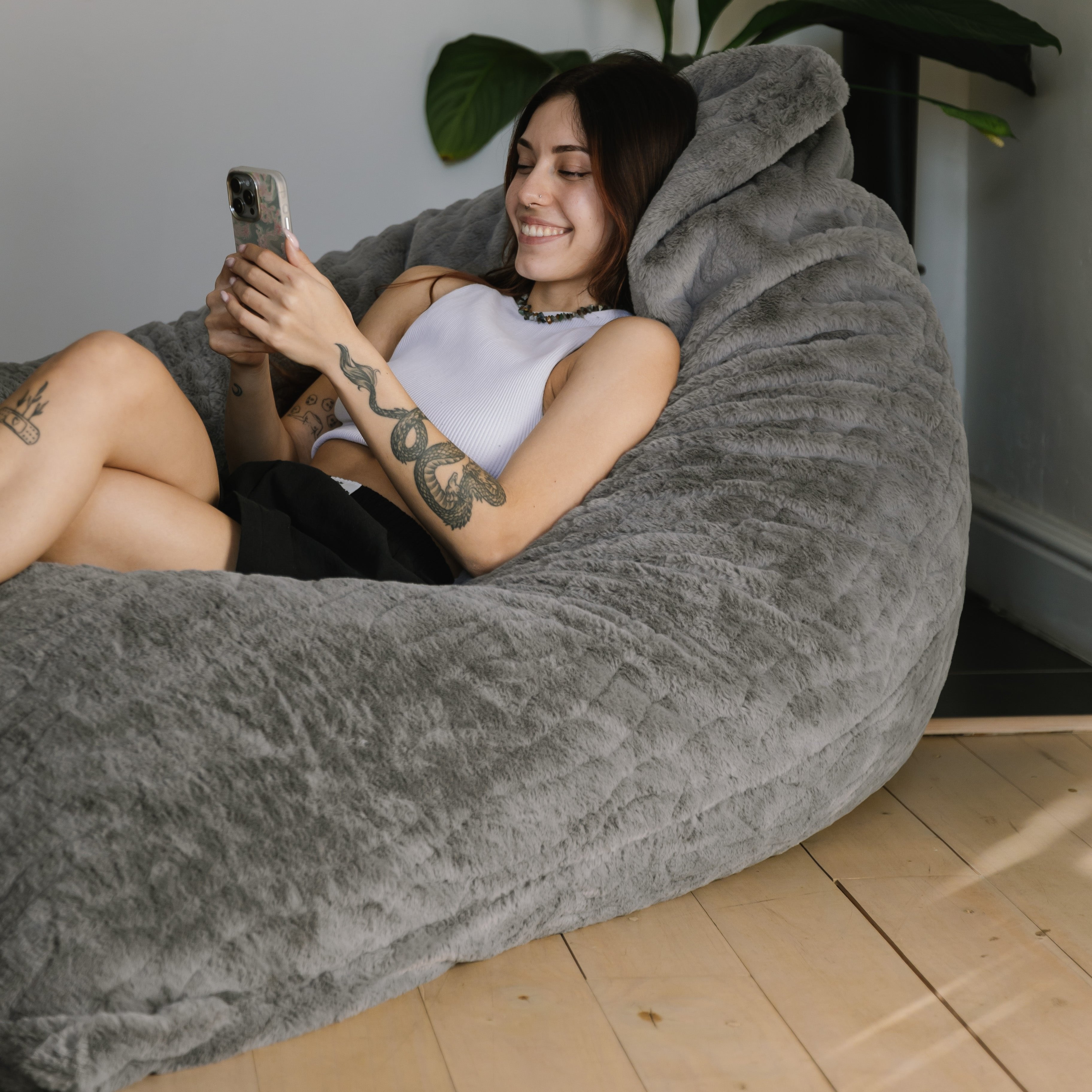 S Flip Sak Dark Grey Fur Extra Cover
