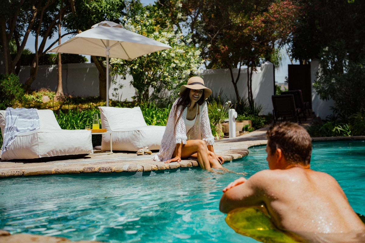 Cream Pool Lounger Chair