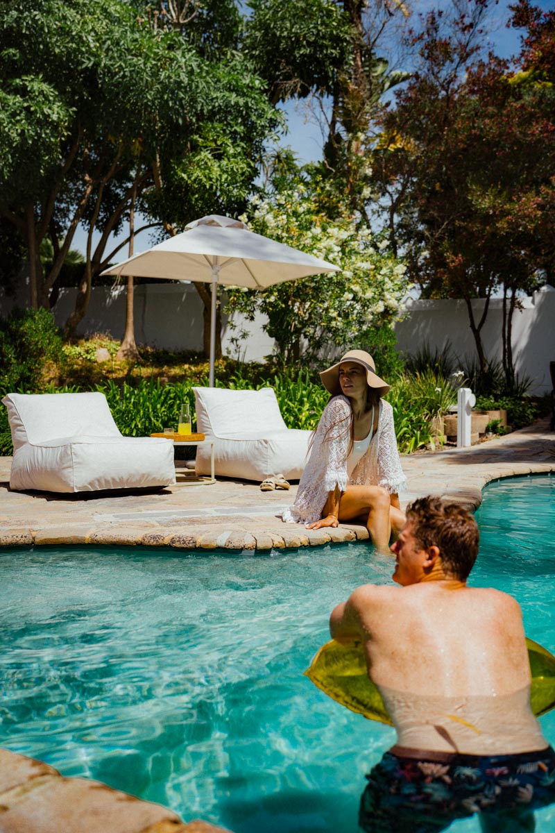 Cream Pool Lounger Chair + Ottoman + Scatter