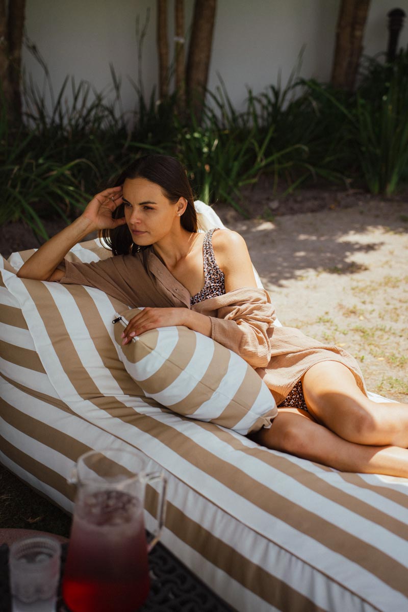 Scatters Beige & White Stripe Outdoor