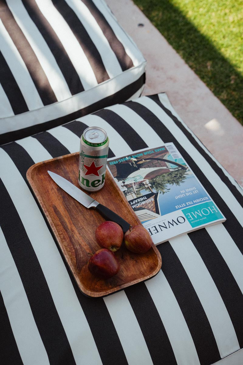 Black & White Stripe Outdoor Ottoman Extra Cover