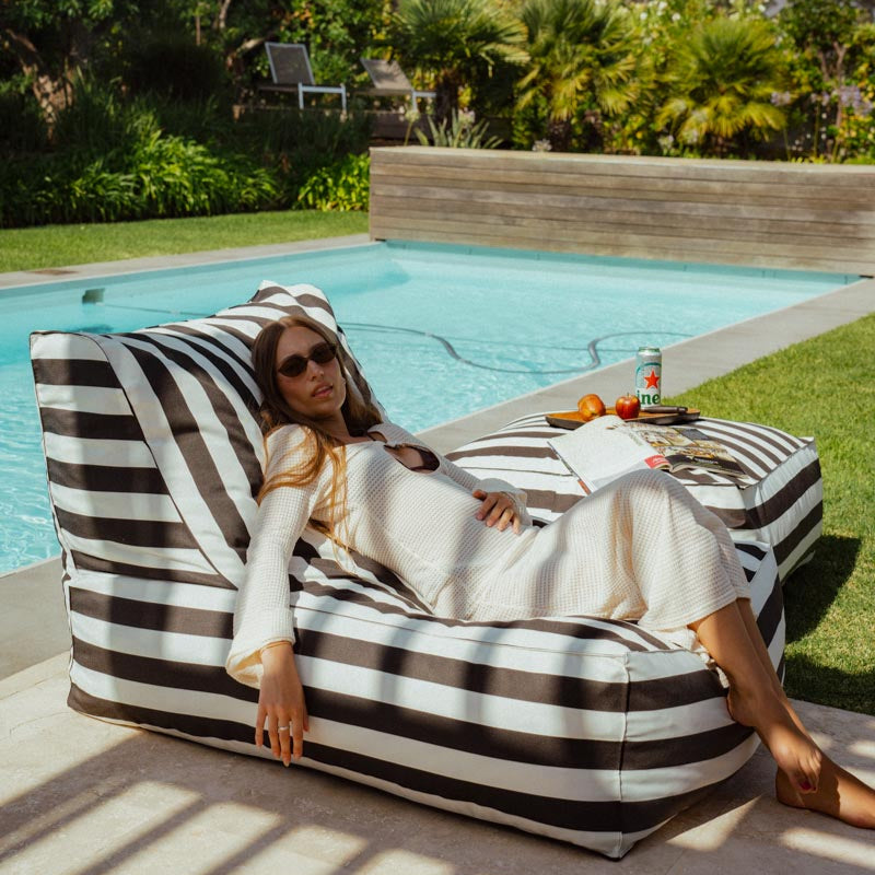 Black & White Stripe Pool Lounger Chair