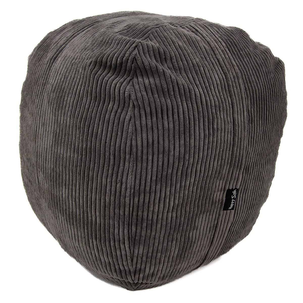 Gray bean-shaped ottoman with a textured surface on a white background