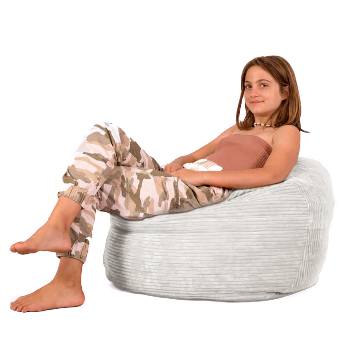 Footsak White Corduroy Extra Cover