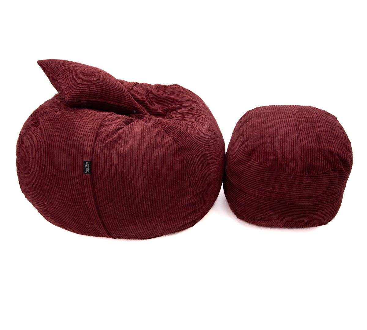 Burgundy Cord M + Footsak + Scatter