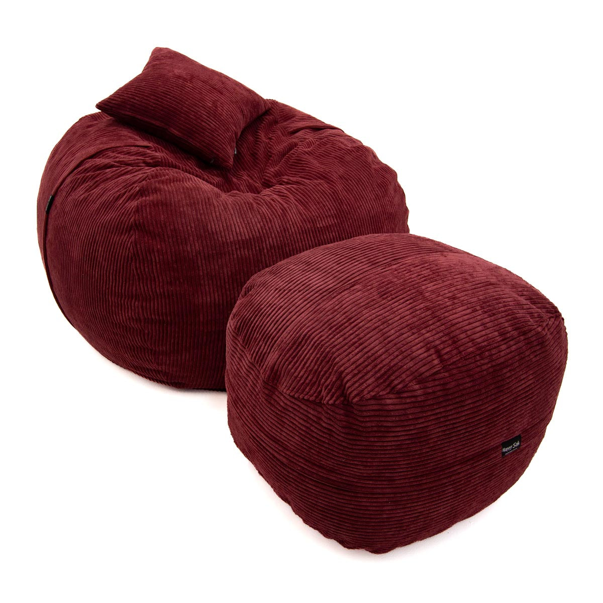 Burgundy Cord M + Footsak + Scatter