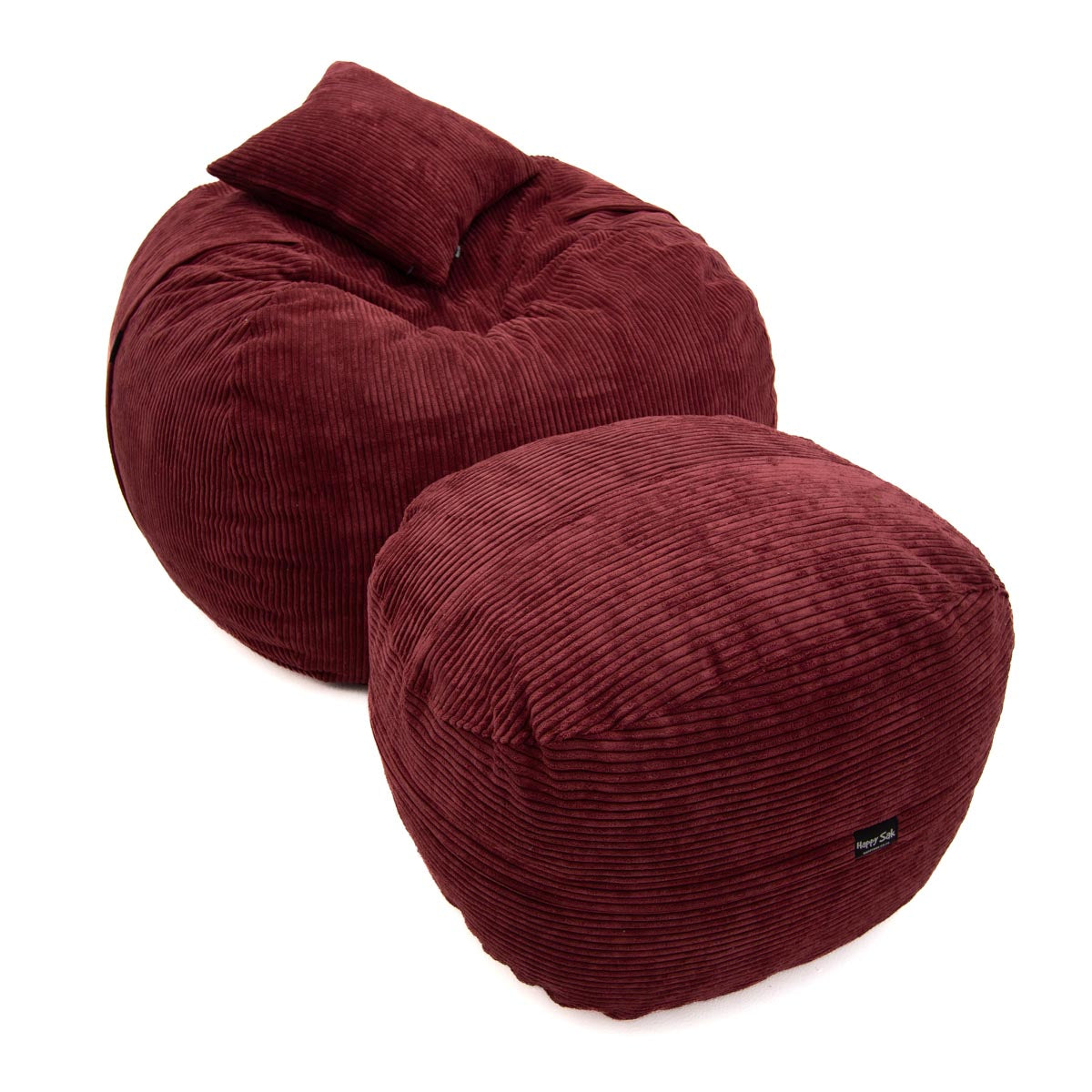 Burgundy Cord M + Footsak + Scatter