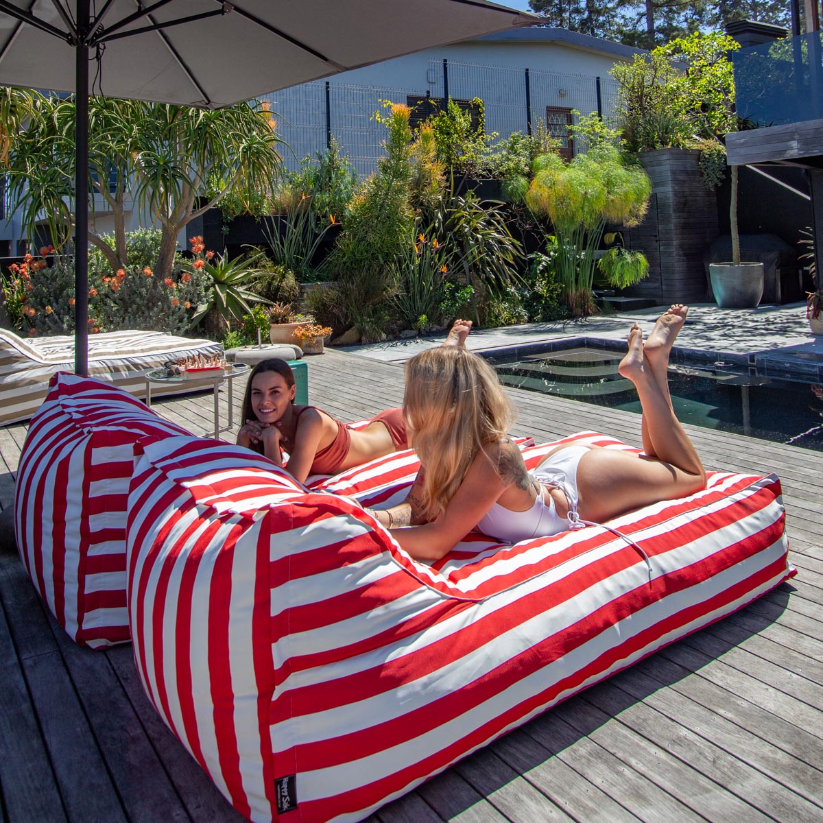 Red & White Stripe Pool Lounger Bed Extra Cover