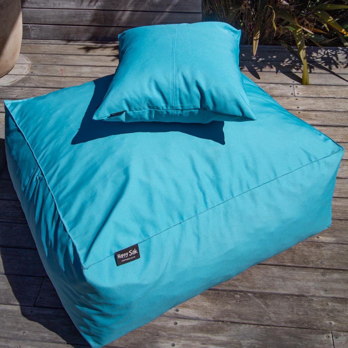 Turquoise Pool Lounger Chair + Ottoman + Scatter - Happy Sak SA