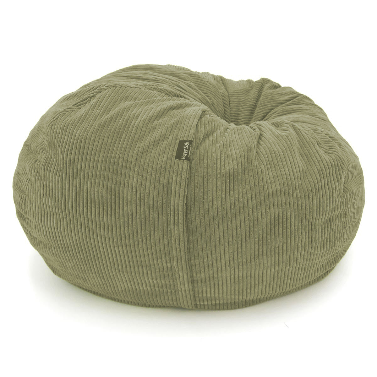 Green bean bag chair with a visible brand logo on a white background