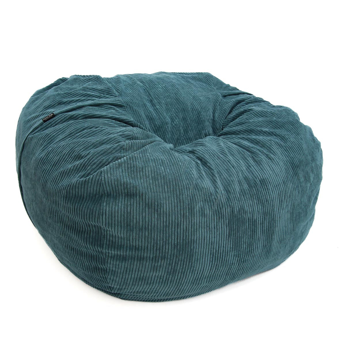 Teal bean bag chair on a white background
