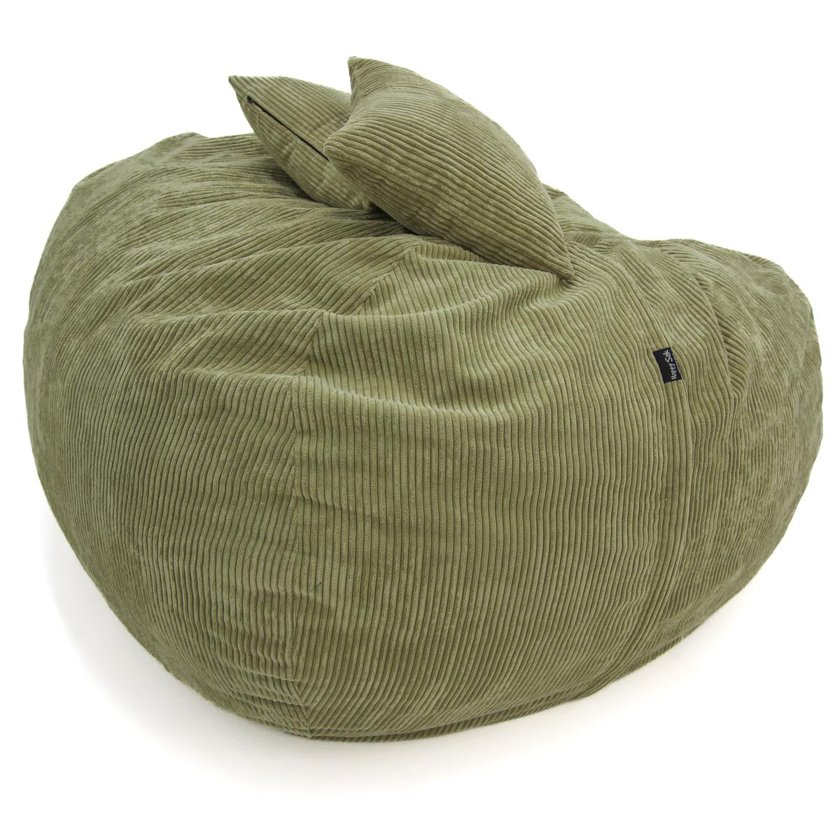 Green bean bag chair on a white background