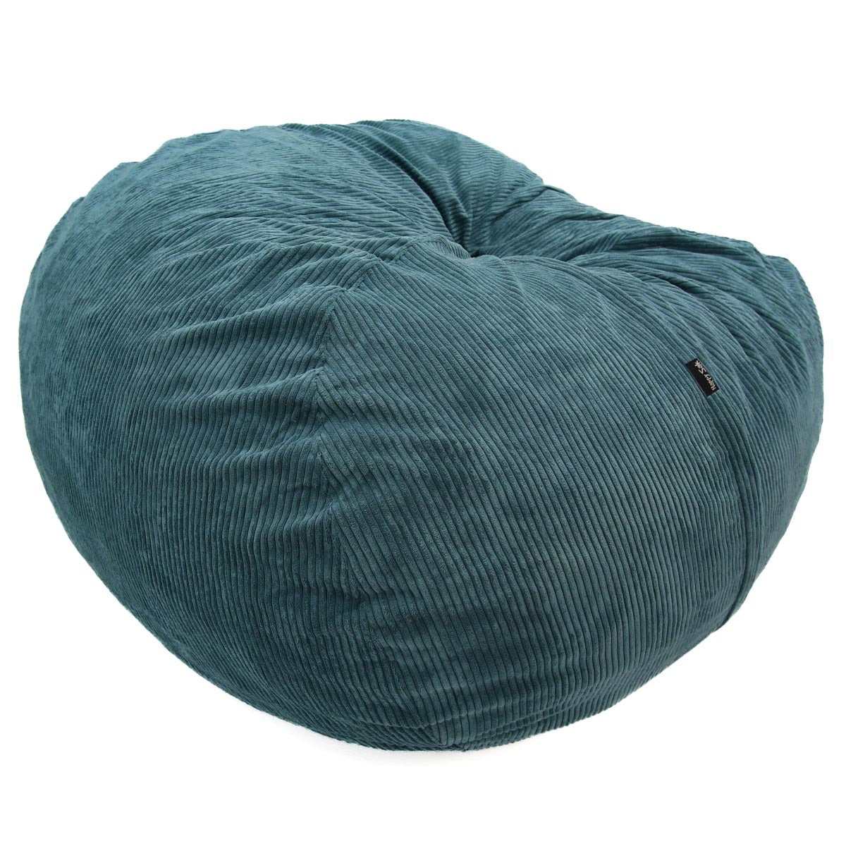 Teal bean bag chair on a white background