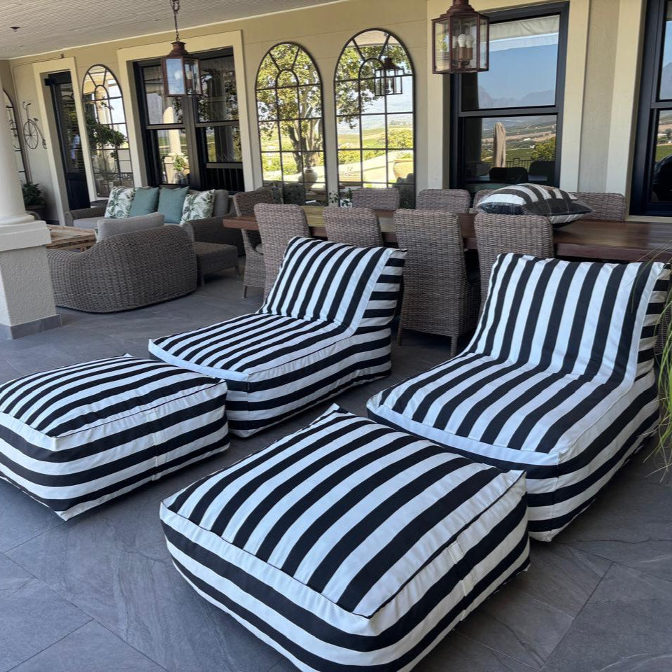 Black & White Stripe Pool Lounger Chair Extra Cover