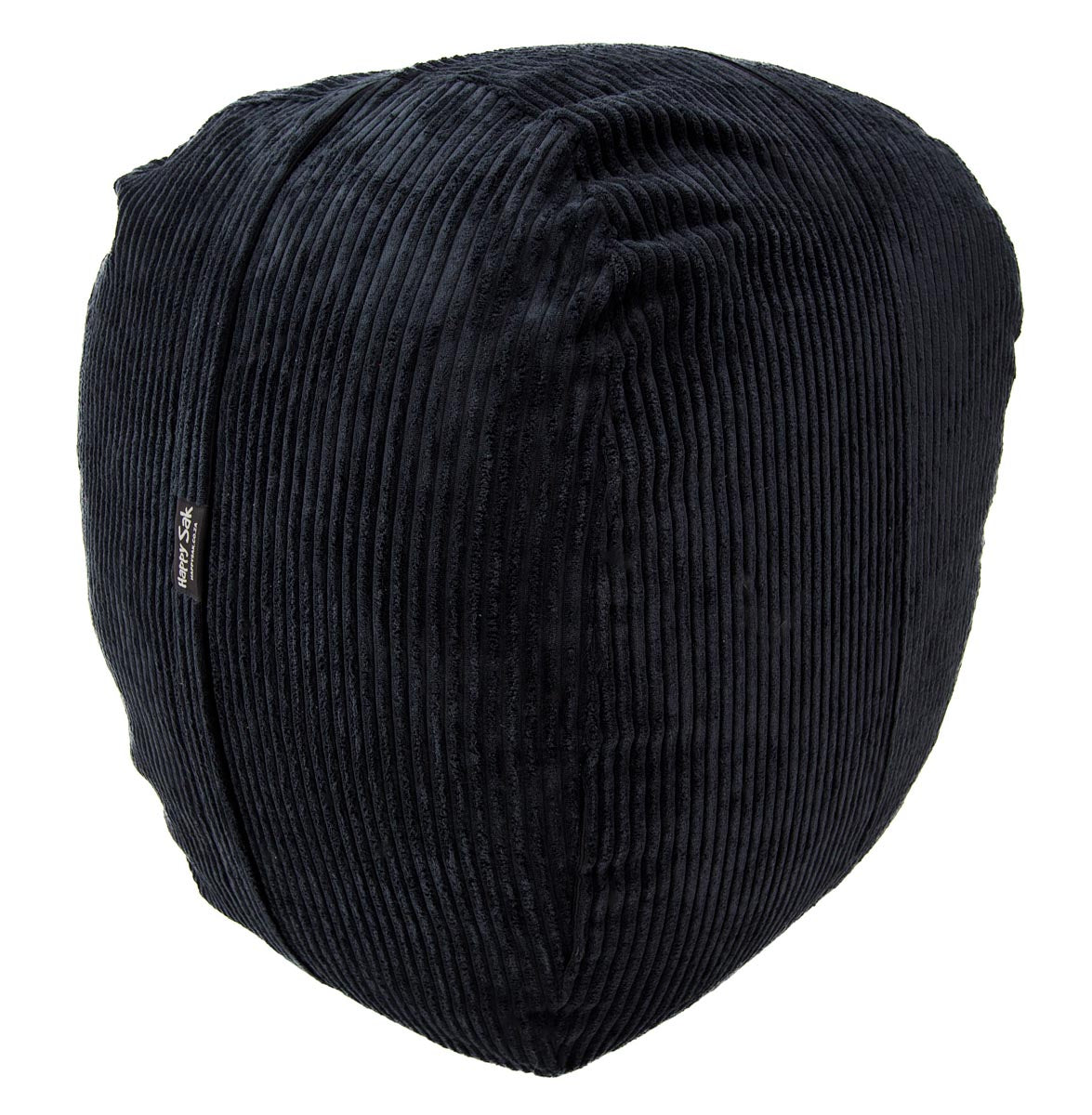 Black ribbed ottoman on a white background