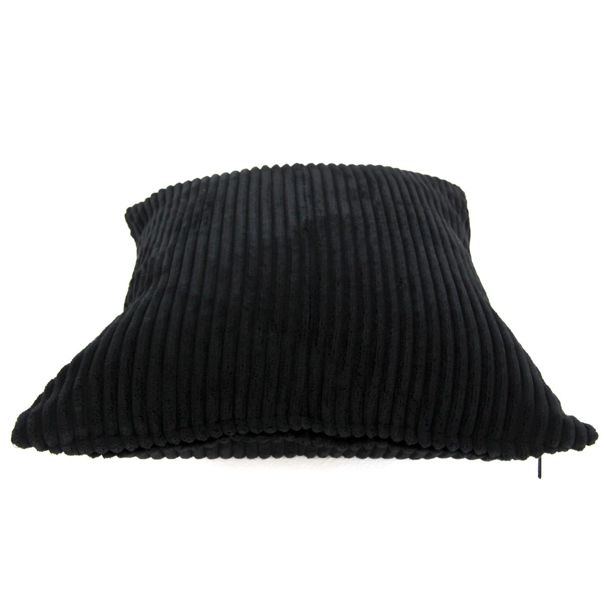 Black corduroy pillow on a white background