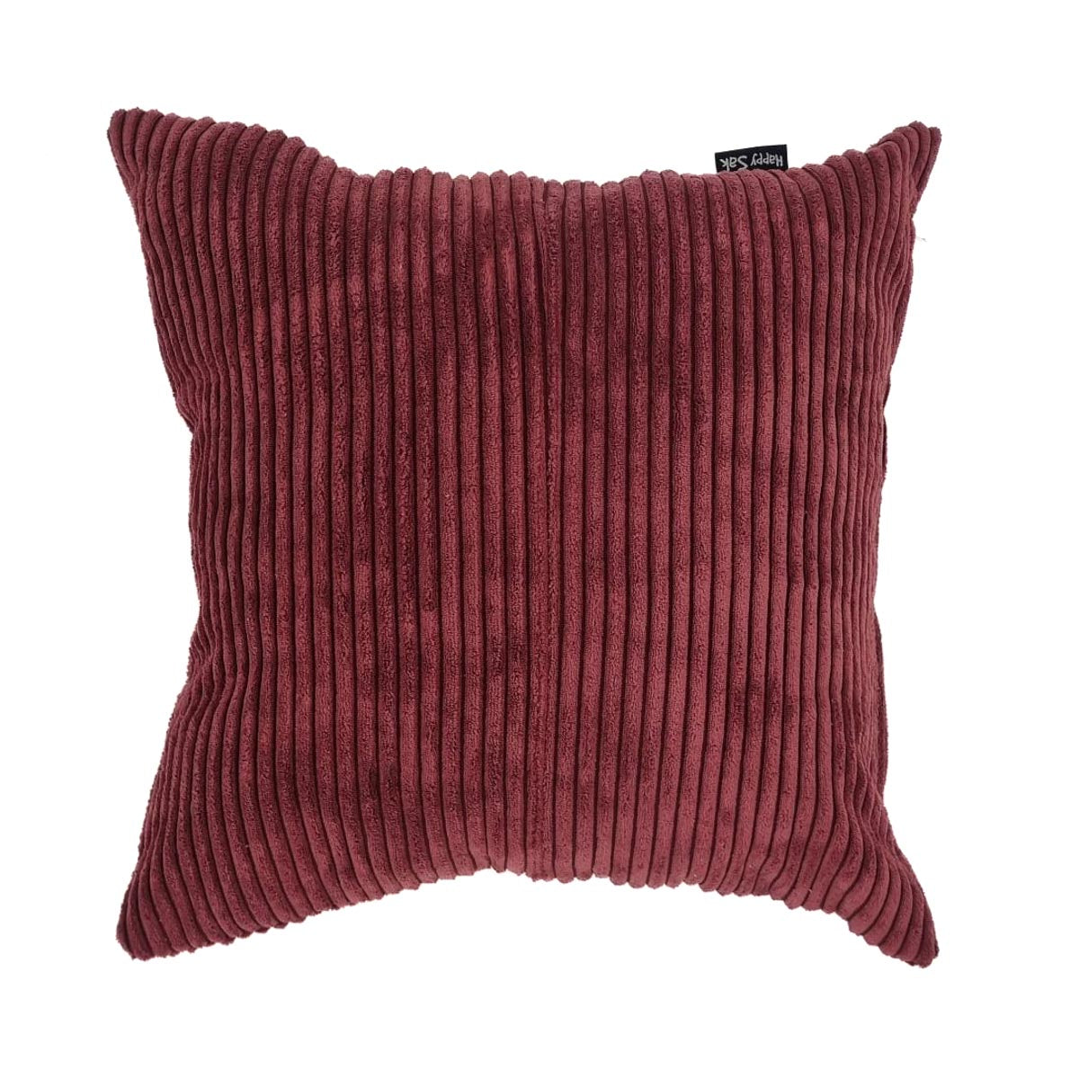 Red ribbed pillow on a white background