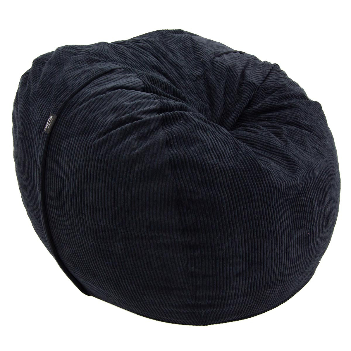 Black bean bag chair on a white background