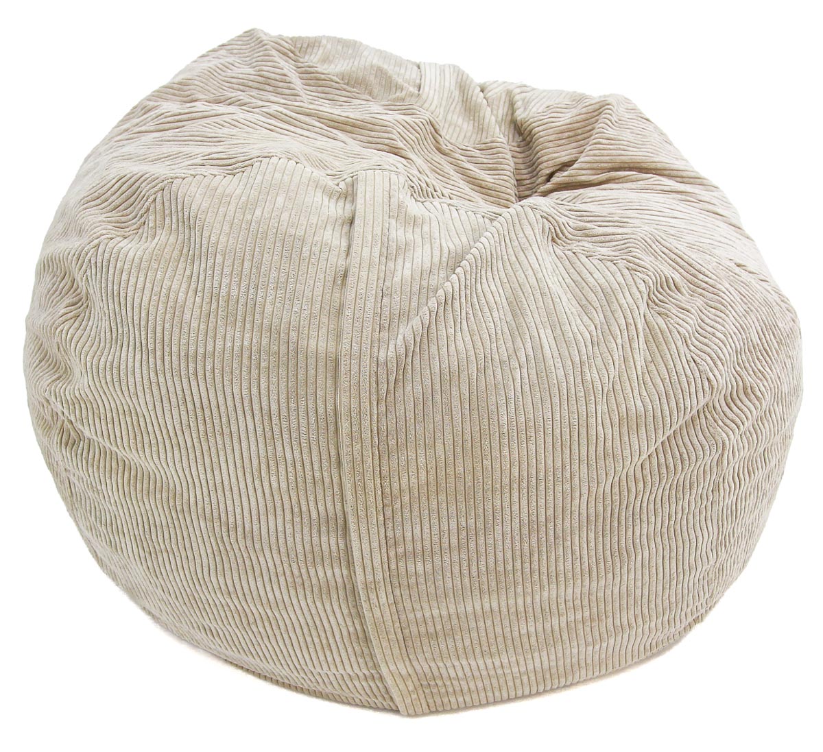 Beige bean bag chair with a textured surface on a white background