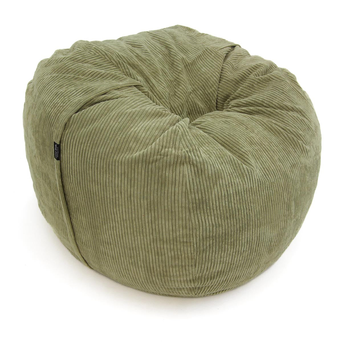 Green bean bag chair on a white background