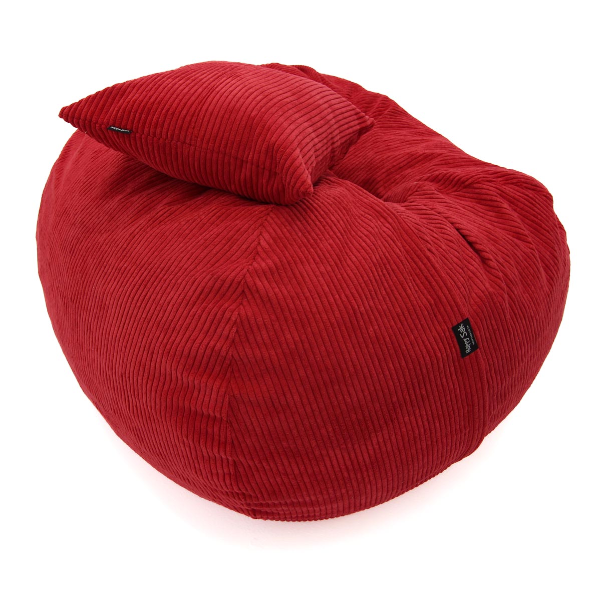 Red bean bag chair on a white background