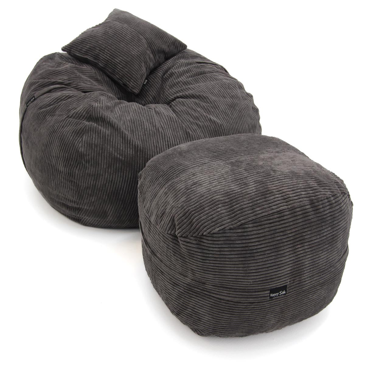 Two gray bean bags on a white background
