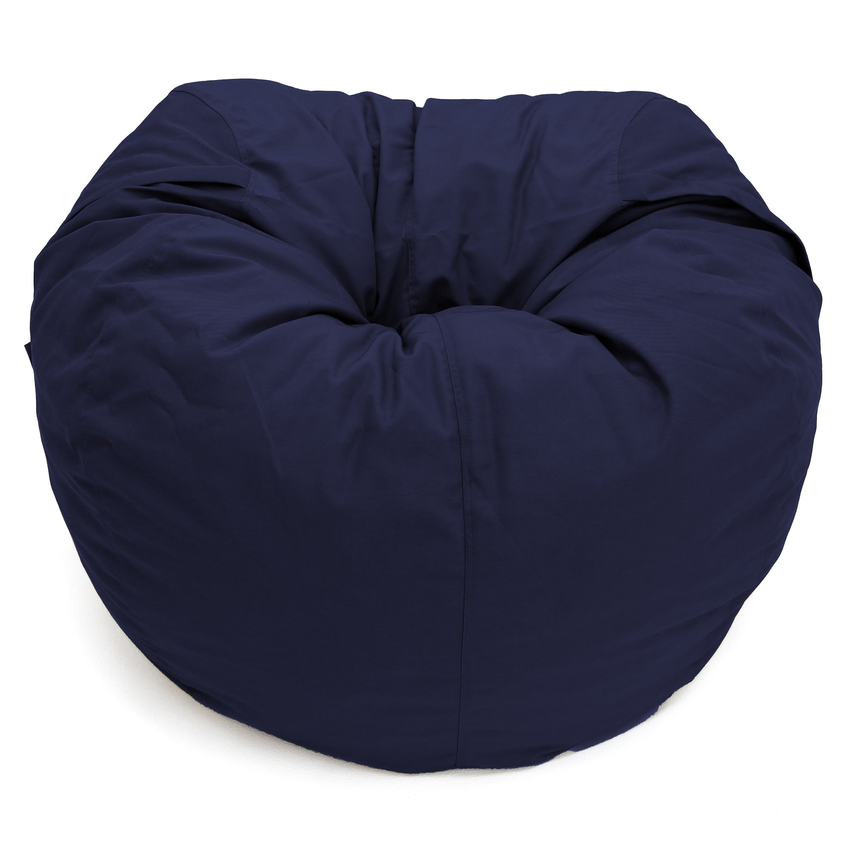Navy blue bean bag chair on a white background