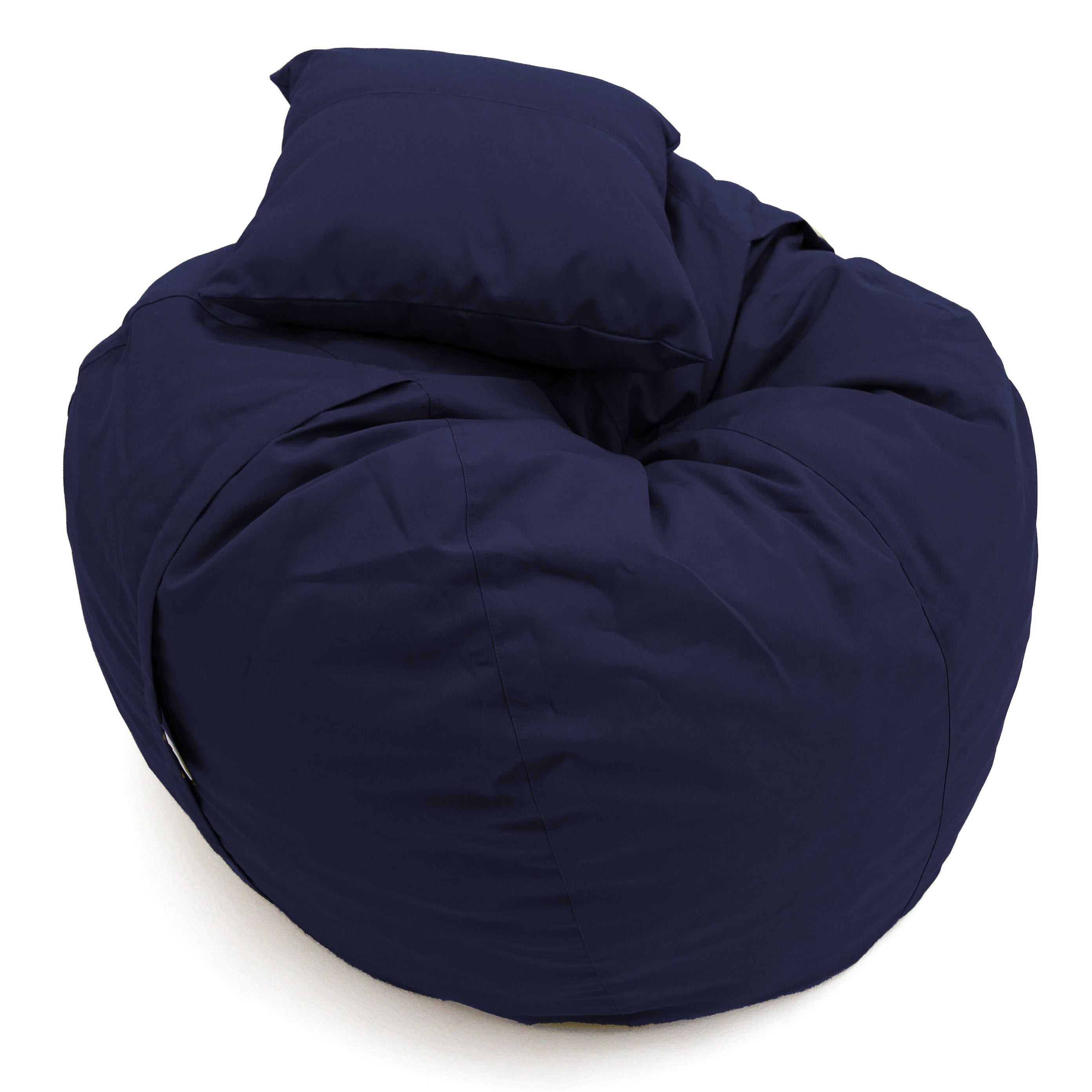 Navy blue bean bag chair on a white background