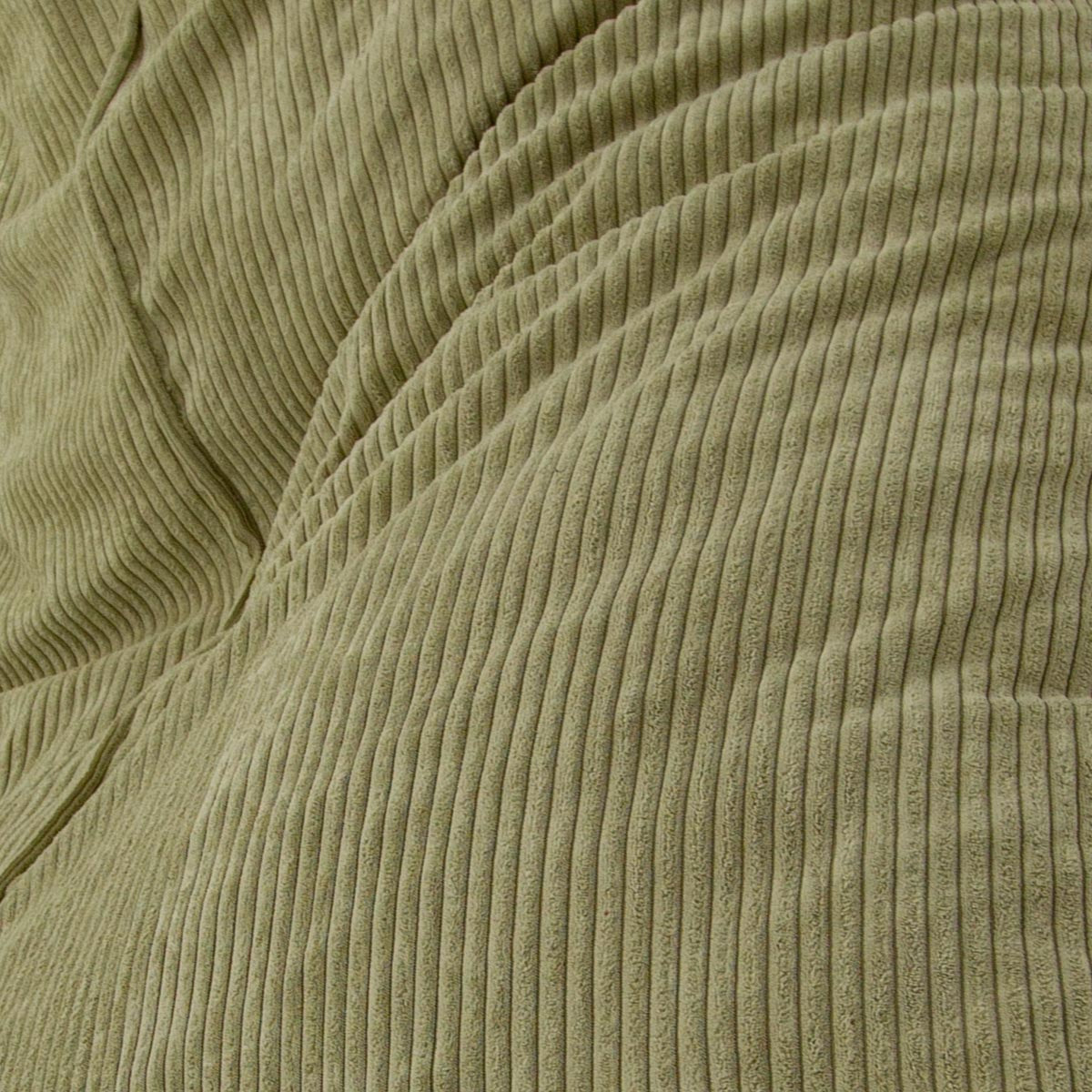 Close-up of green corduroy fabric with visible texture