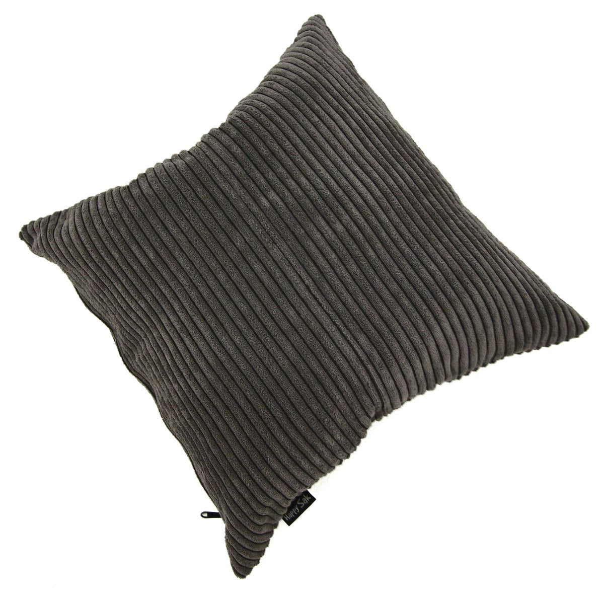 Gray ribbed pillow on a white background