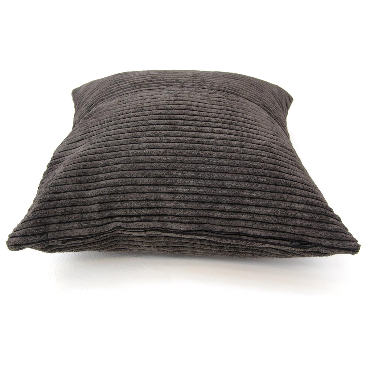 Dark gray pleated pillow on a white background