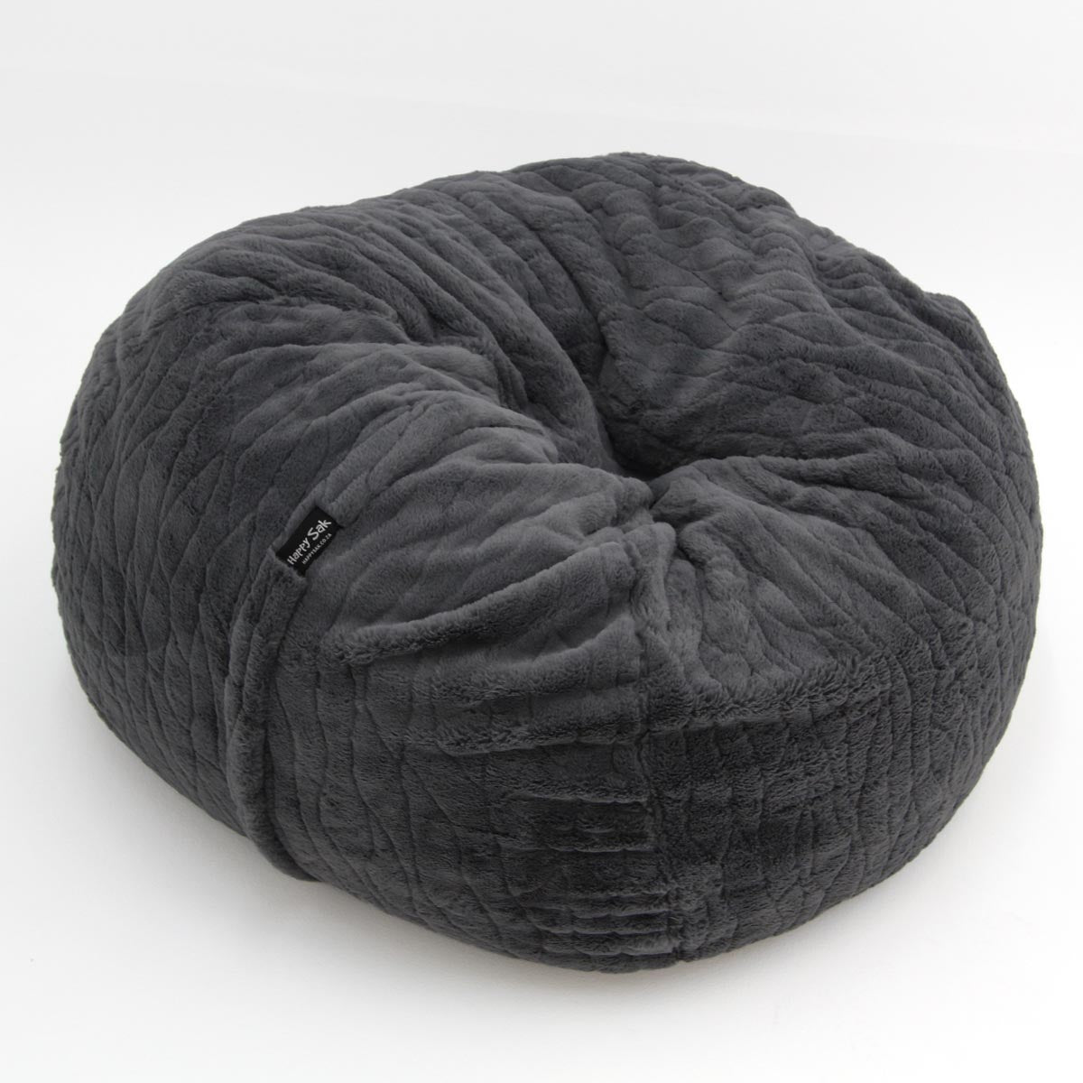 Gray textured bean bag chair on a white background