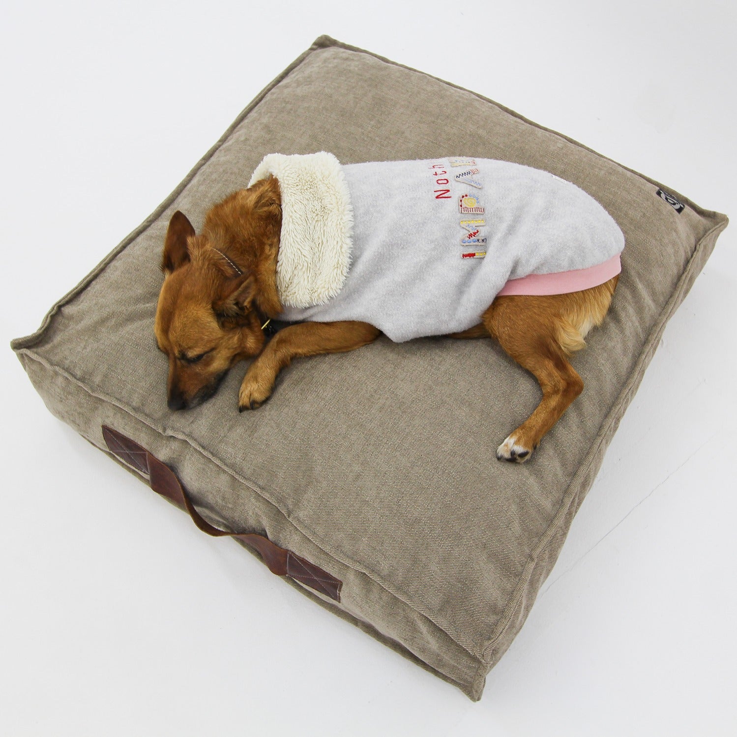 S Dog Bed Beige and Leather Covers - Happy Sak SA