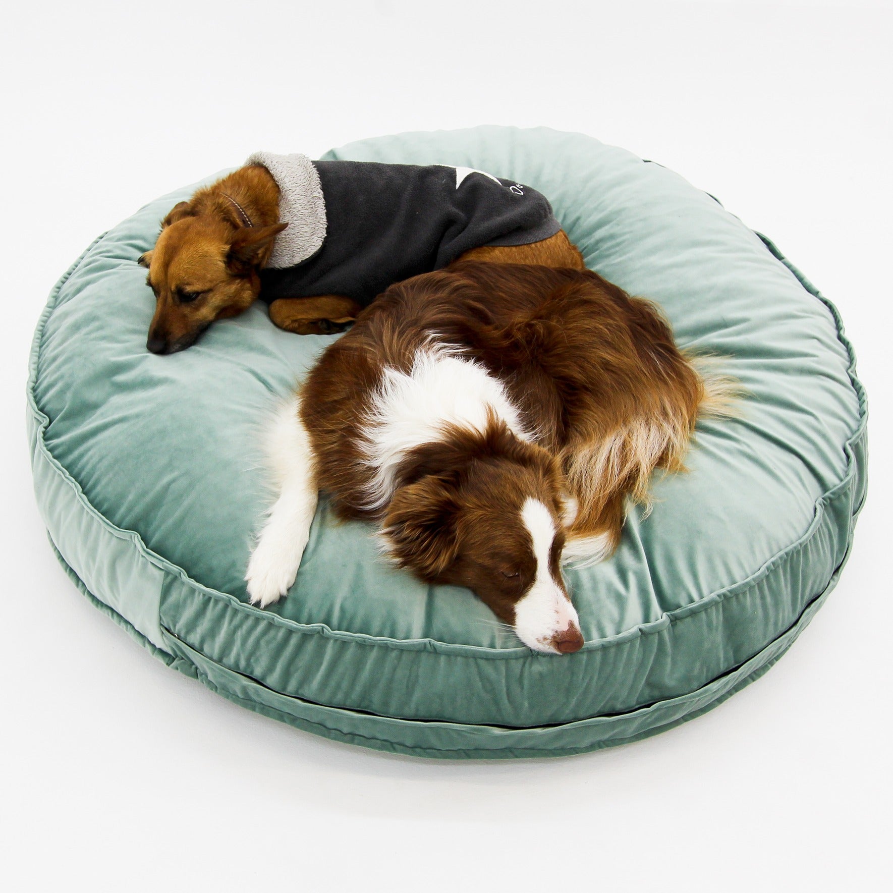 Dog Bed Round Green Velvet Covers