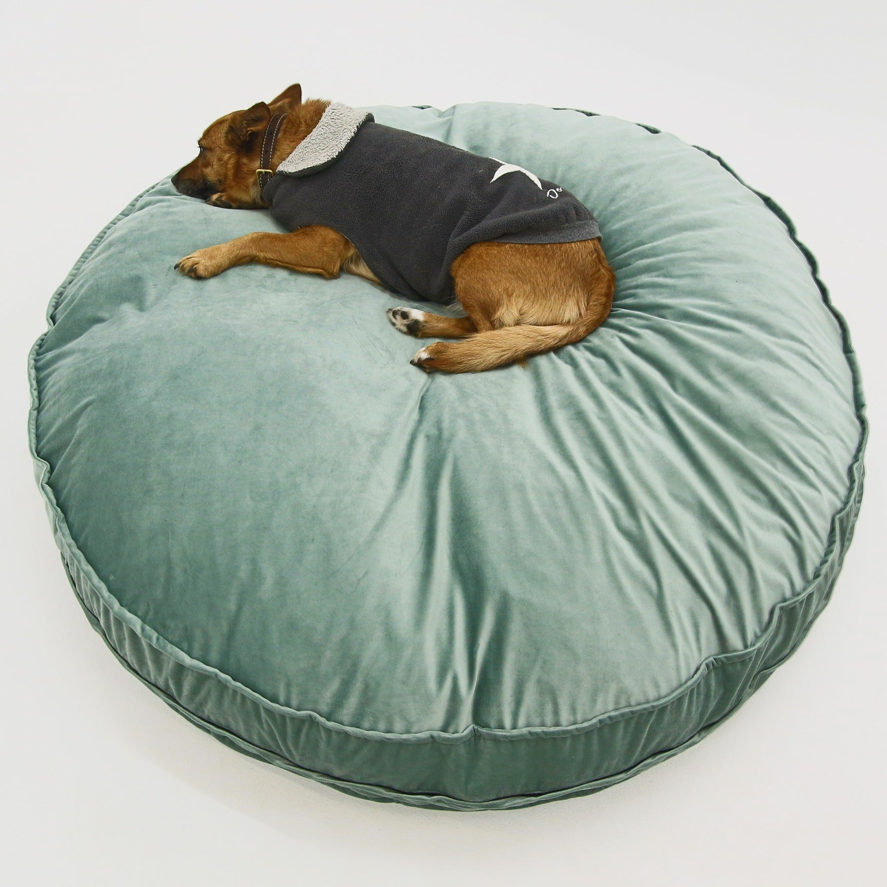 Dog Bed Round Green Velvet Covers