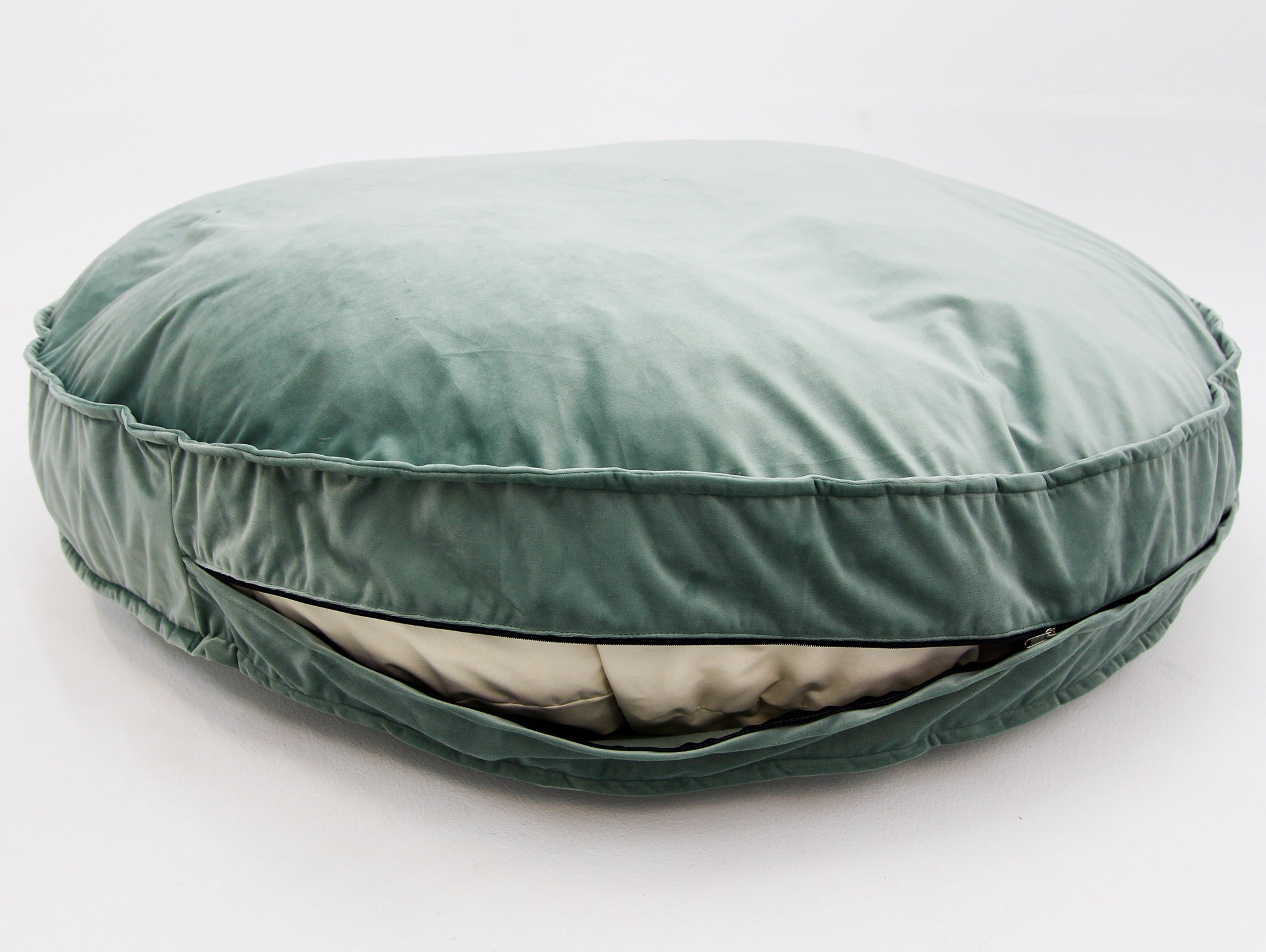 Dog Bed Round Green Velvet Cover