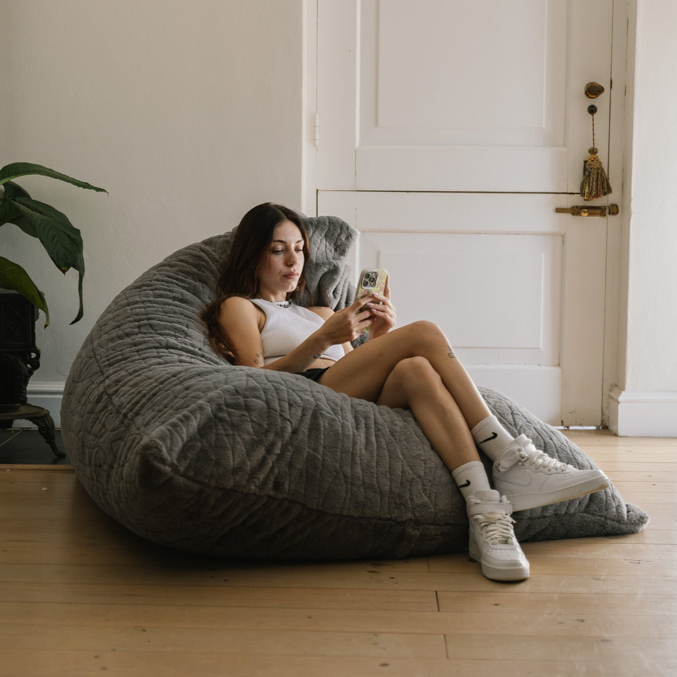 S Flip Sak Light Grey Fur