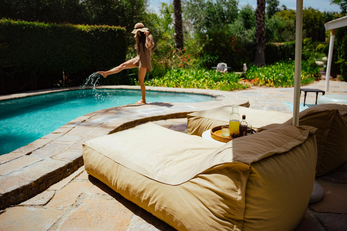 Khaki Pool Lounger Bed
