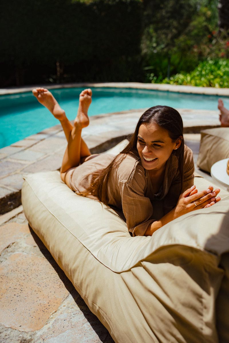 Khaki Pool Lounger Bed