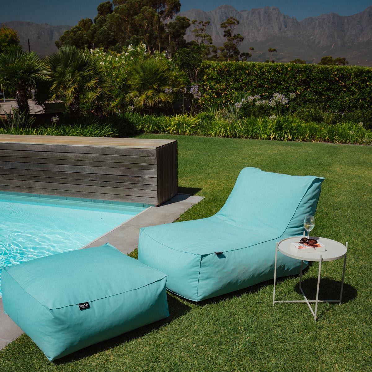 Turquoise Outdoor Ottoman