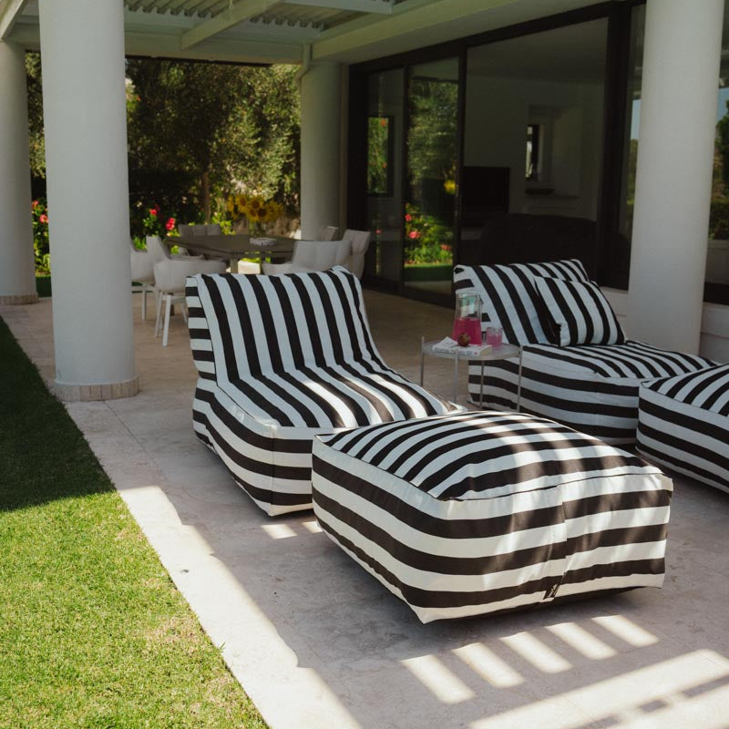 Black & White Stripe Outdoor Ottoman