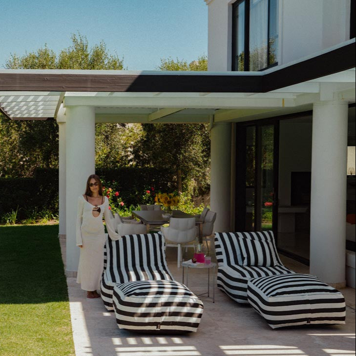 Black & White Stripe Pool Lounger Chair Extra Cover