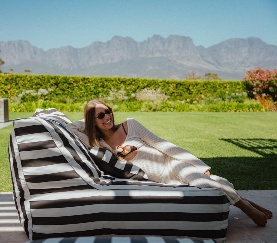Black & White Stripe Pool Lounger Chair Extra Cover