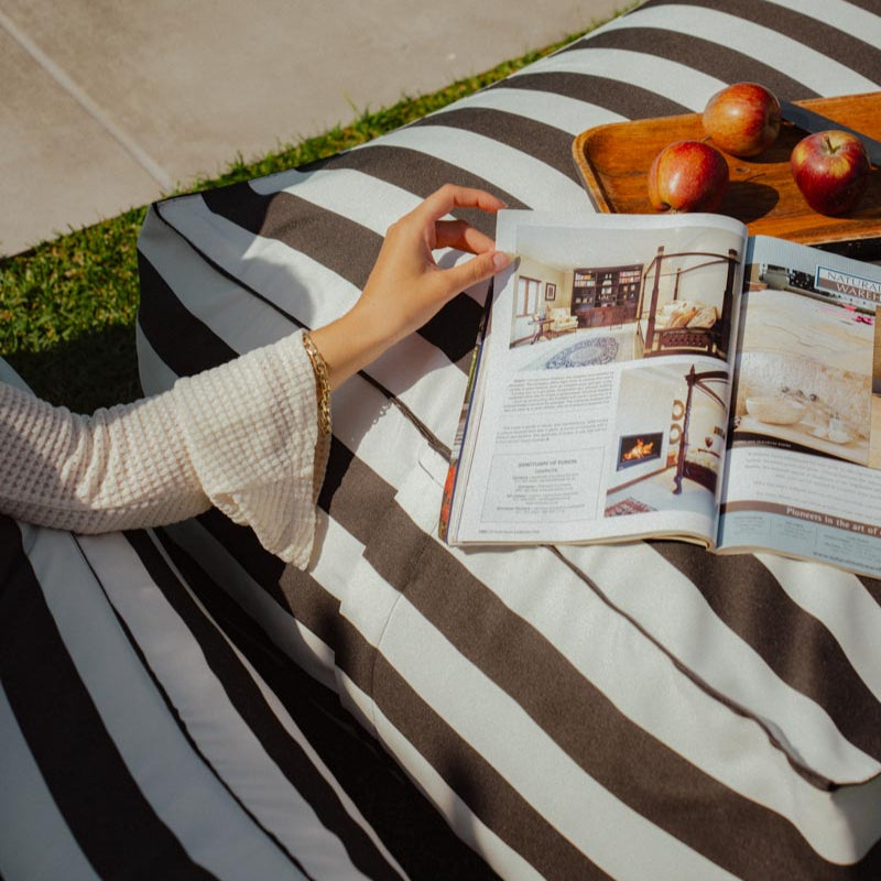 Black & White Stripe Outdoor Ottoman