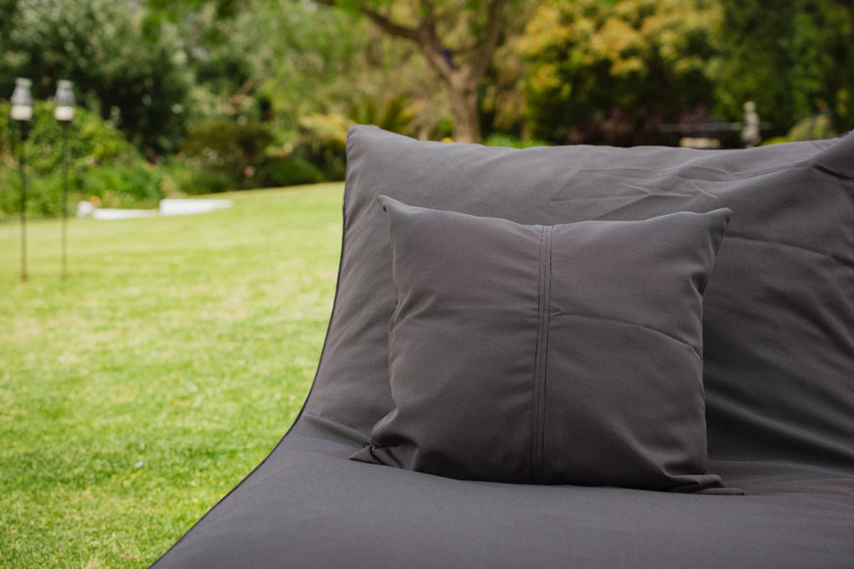 Charcoal Pool Lounger Chair + Ottoman + Scatter