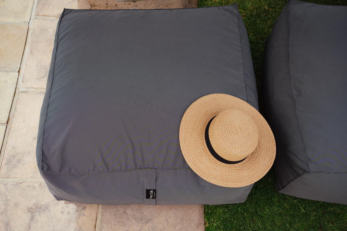 Charcoal Pool Lounger Chair + Ottoman + Scatter