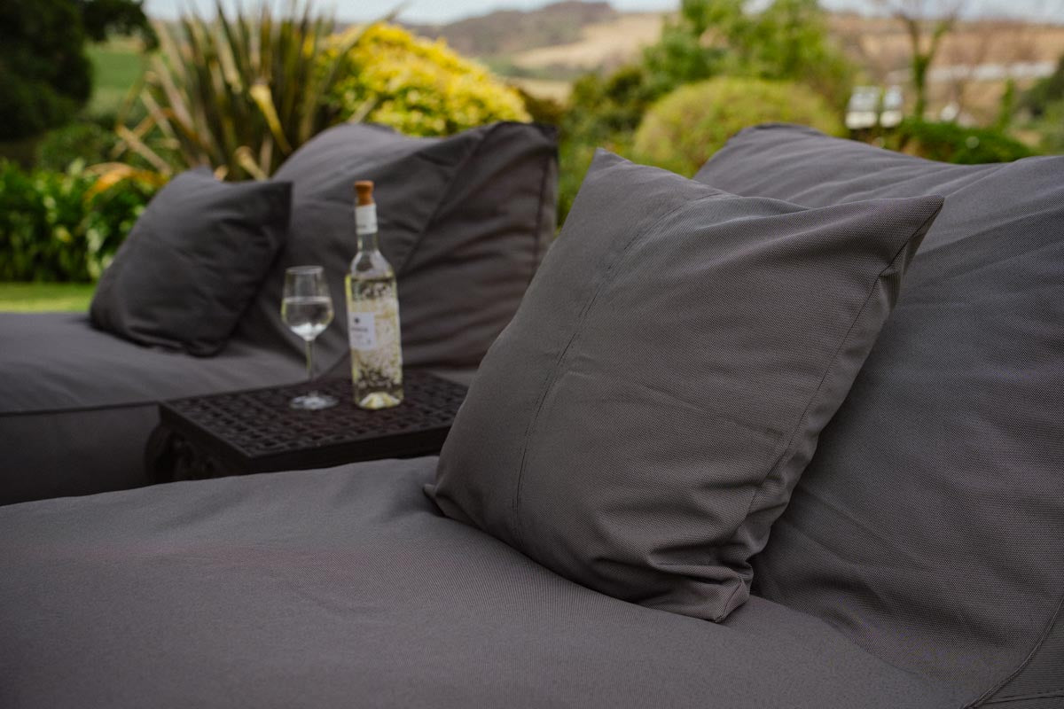 Charcoal Pool Lounger Chair + Ottoman + Scatter