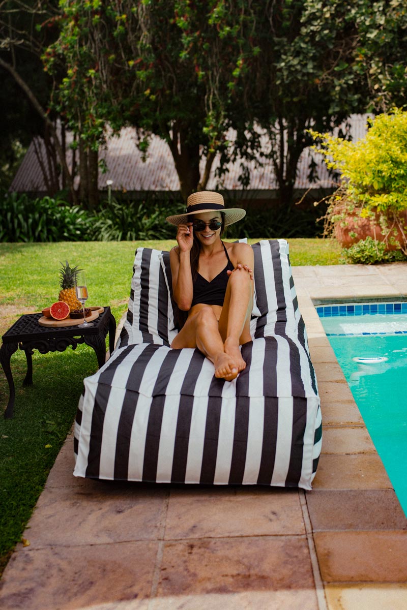 Black & White Stripe Pool Lounger Bed Extra Cover