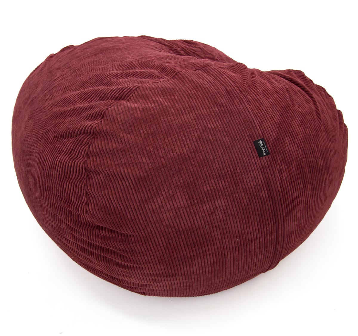 Maroon bean bag chair on a white background